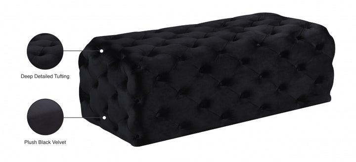 Clark Rec Velvet Upholstered Ottoman Bench