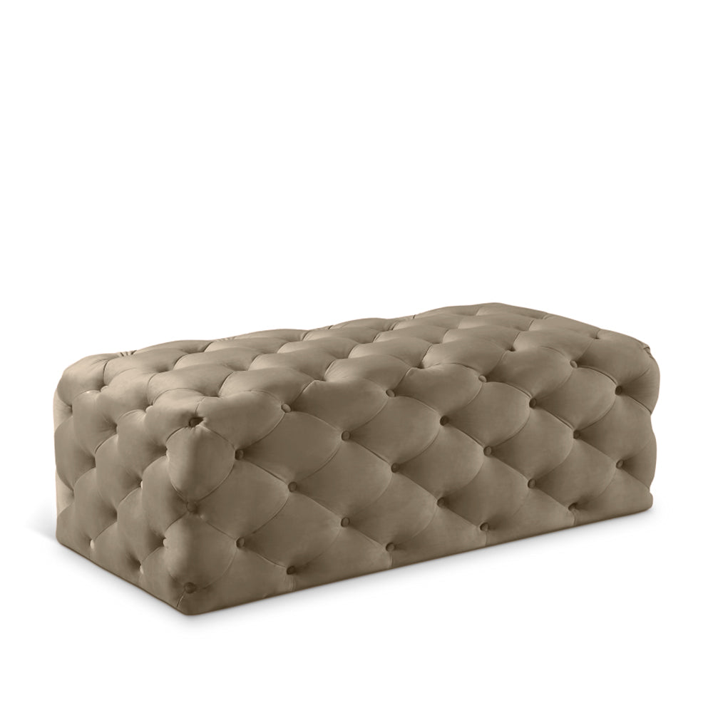 Clark Rec Velvet Upholstered Ottoman Bench