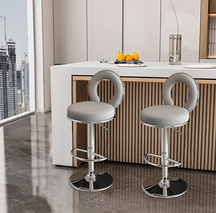 Oldiva Grey Faux Leather Bar Stool