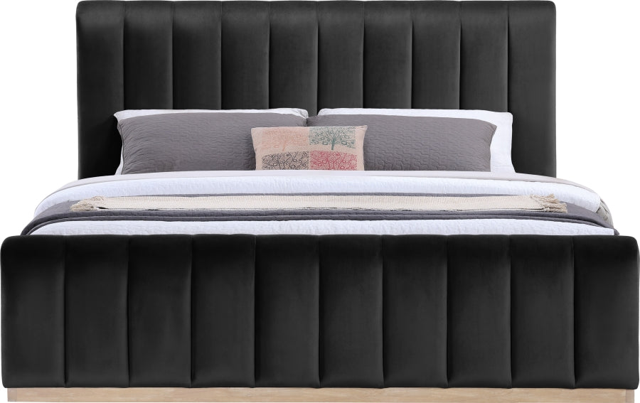 Denia Velvet Upholstered Sleigh Bed
