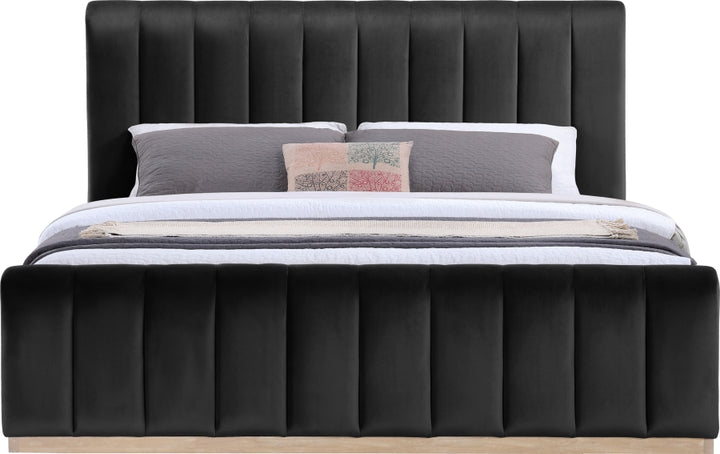 Denia Velvet Upholstered Sleigh Bed