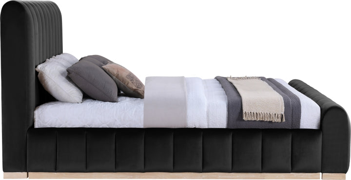 Denia Velvet Upholstered Sleigh Bed