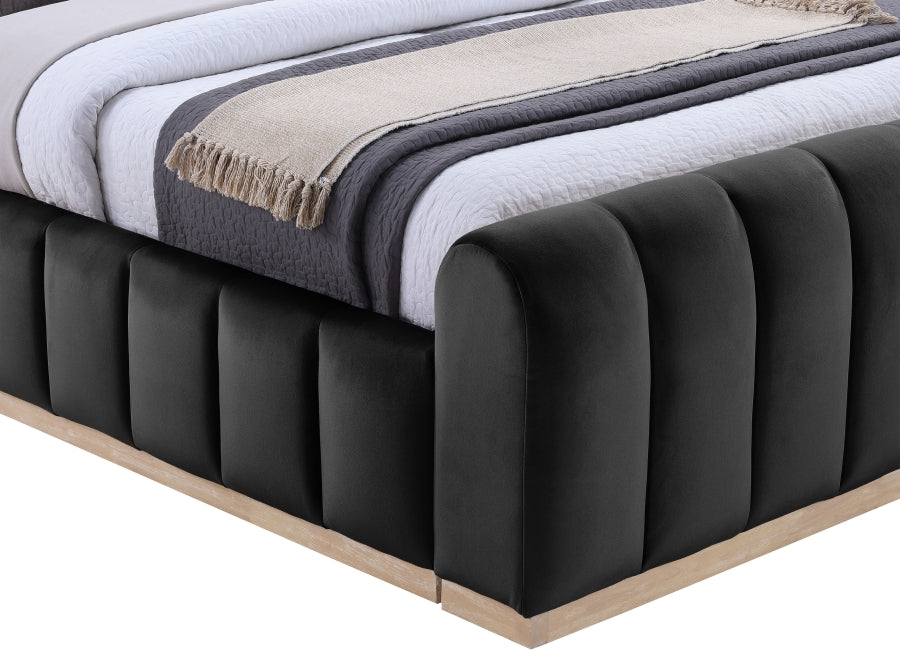 Denia Velvet Upholstered Sleigh Bed