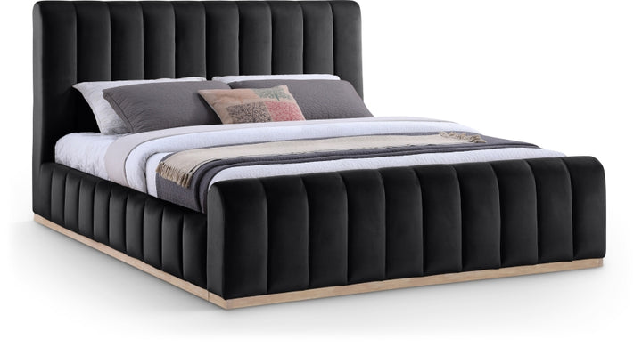 Denia Velvet Upholstered Sleigh Bed