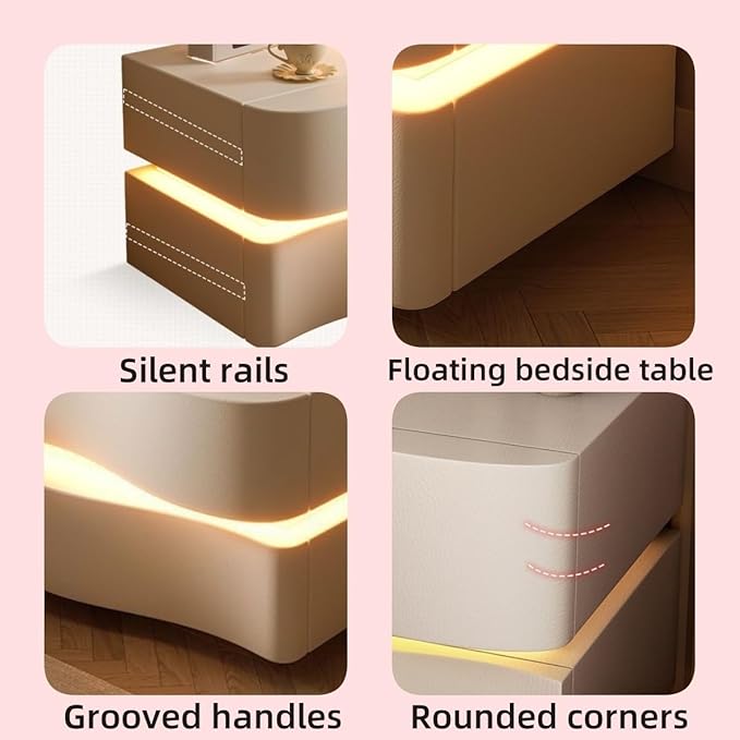 LumaGlow LED Bedside Pedestal with Dual Drawers