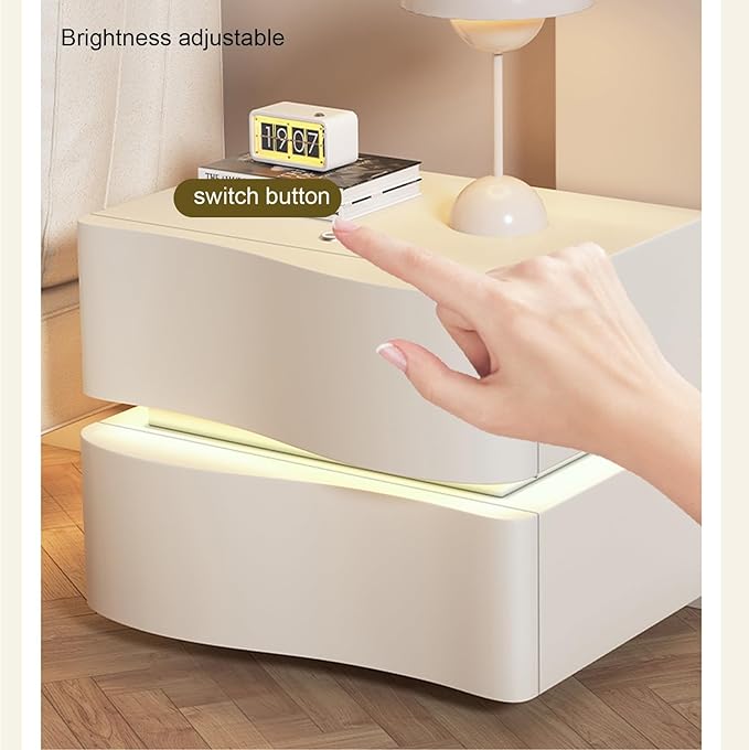 LumaGlow LED Bedside Pedestal with Dual Drawers