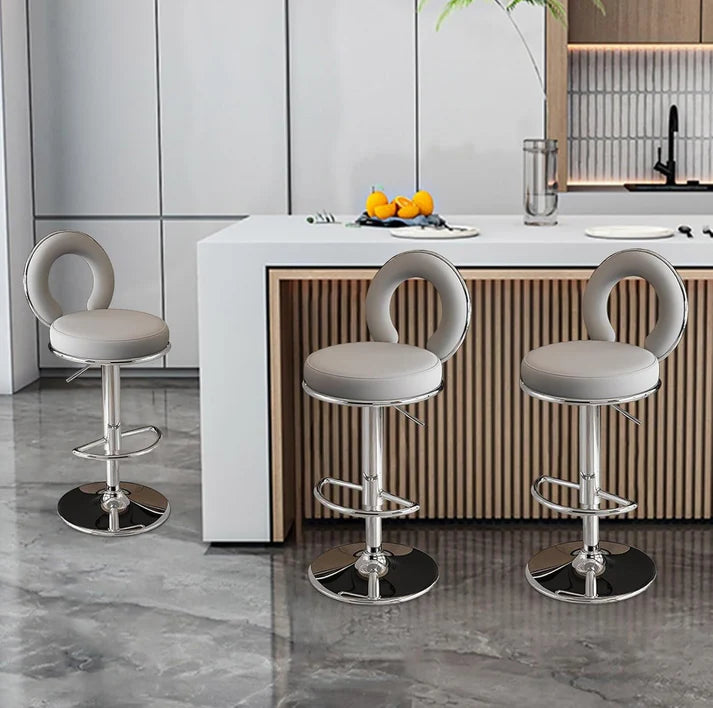 Oldiva Grey Faux Leather Bar Stool