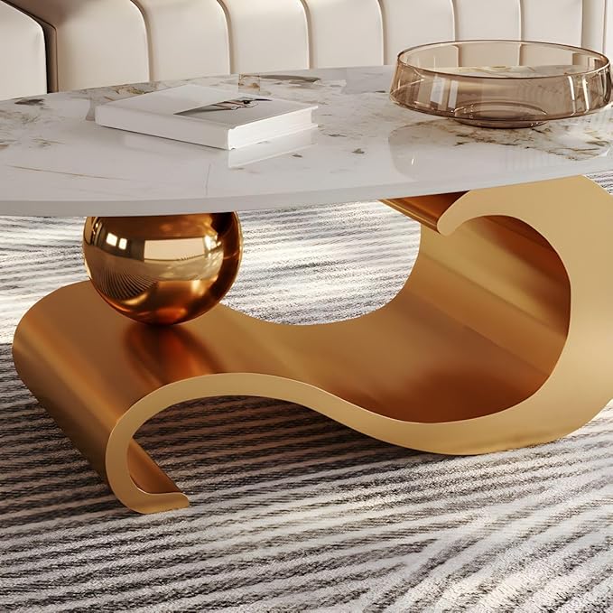 Raven Marble Top Modern Coffee Table & Side Table Set