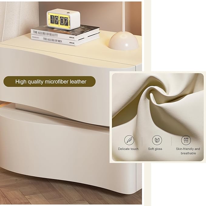 LumaGlow LED Bedside Pedestal with Dual Drawers