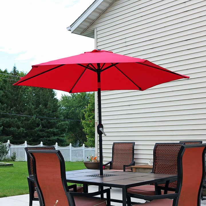 Nola Solar LED Patio Umbrella – Red