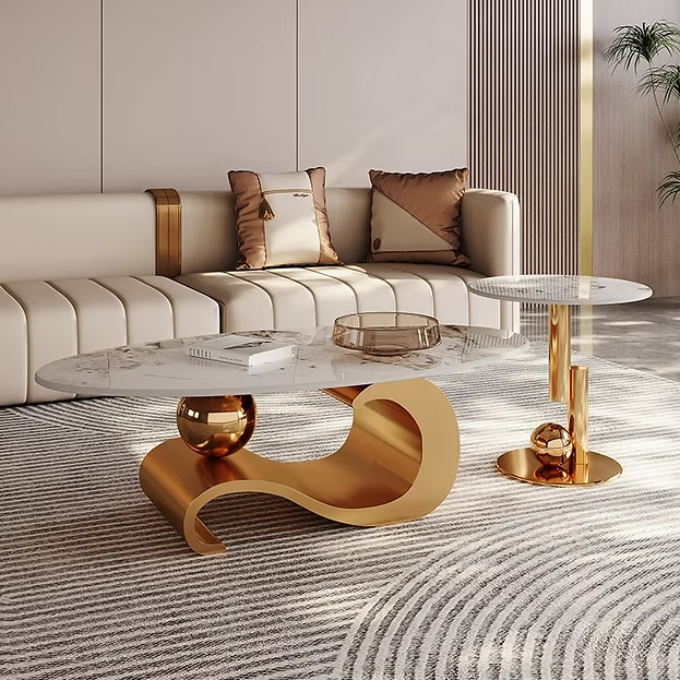 Raven Marble Top Modern Coffee Table & Side Table Set