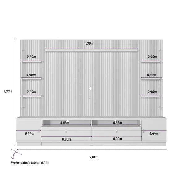 Ouro Preto Natural/Off White 2.6M TV Panel