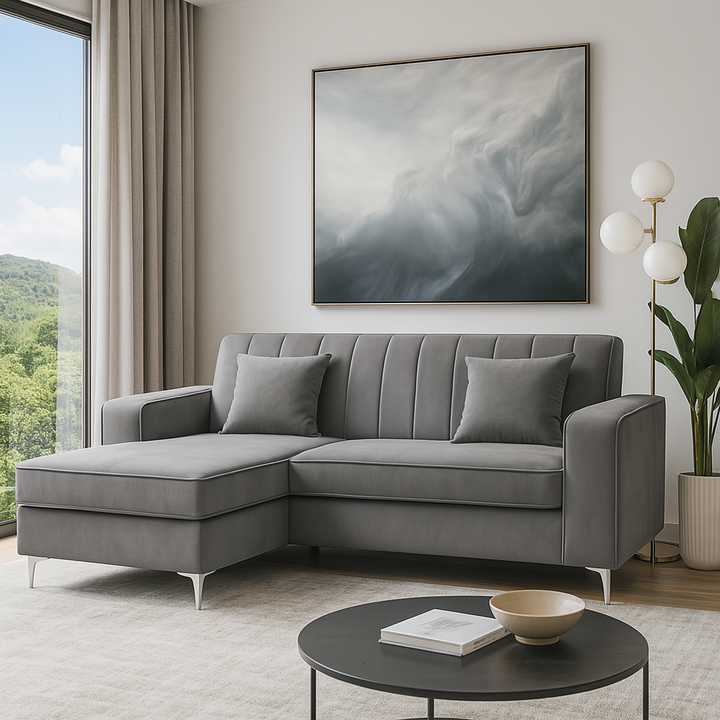 Alison L Shape Velvet  Corner Sofa