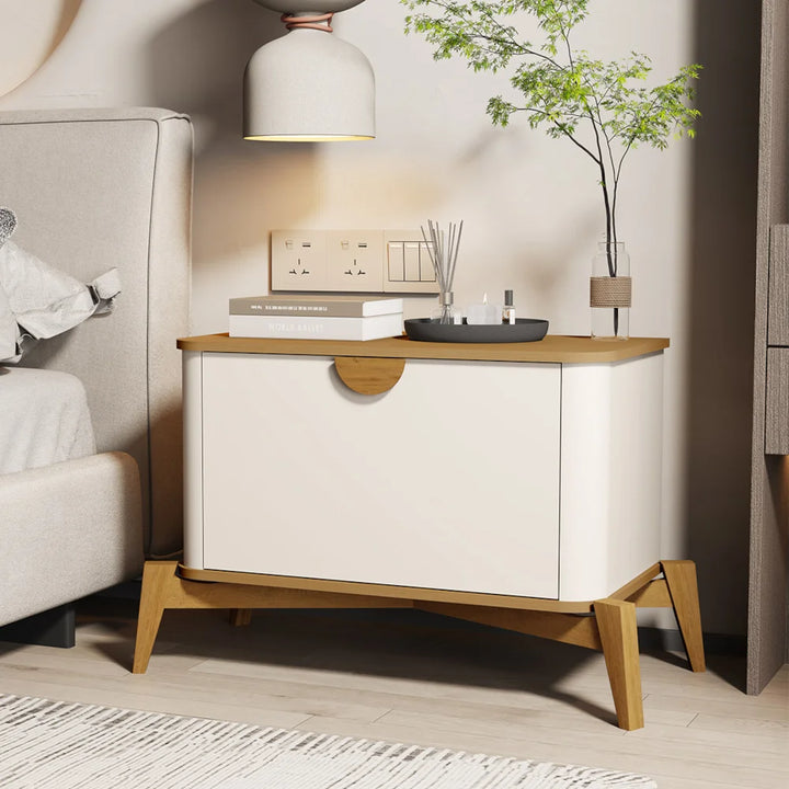 Buriti Bedside Pedestal With Solid Wood Legs