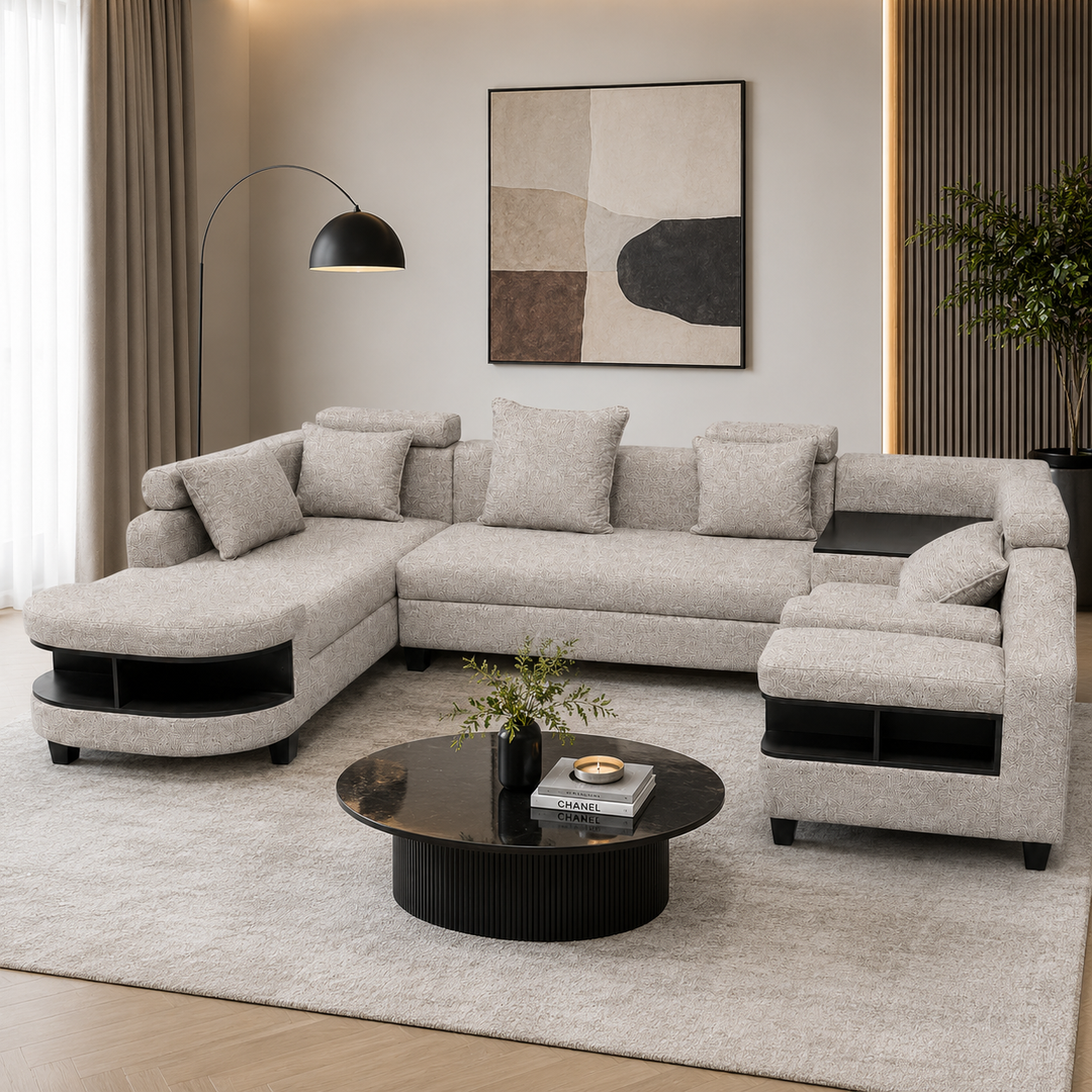 Clarence U Shape Sectional Corner Sofa-Woven Fabric