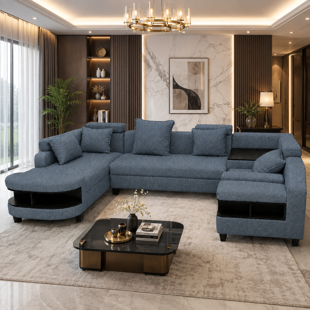 Clarence U Shape Sectional Corner Sofa-Chenille Fabric