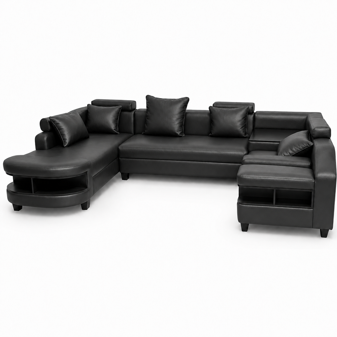 Clarence U Shape Sectional Corner Sofa-Bonded Leather