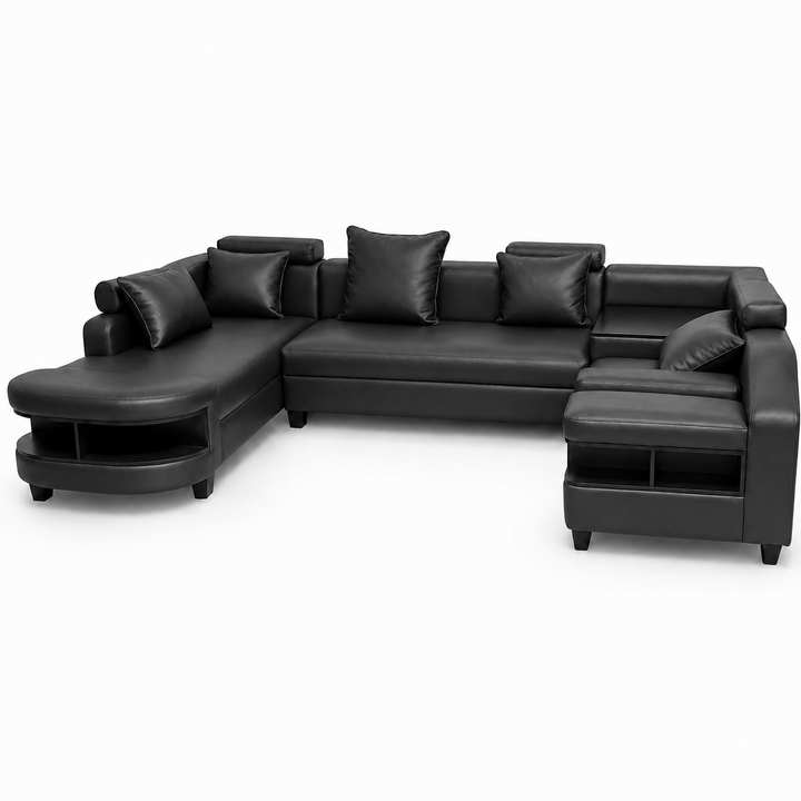 Clarence U Shape Sectional Corner Sofa-Bonded Leather