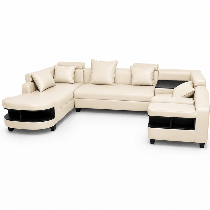 Clarence U Shape Sectional Corner Sofa-Bonded Leather