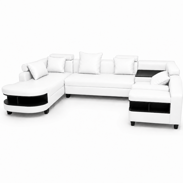 Clarence U Shape Sectional Corner Sofa-Bonded Leather