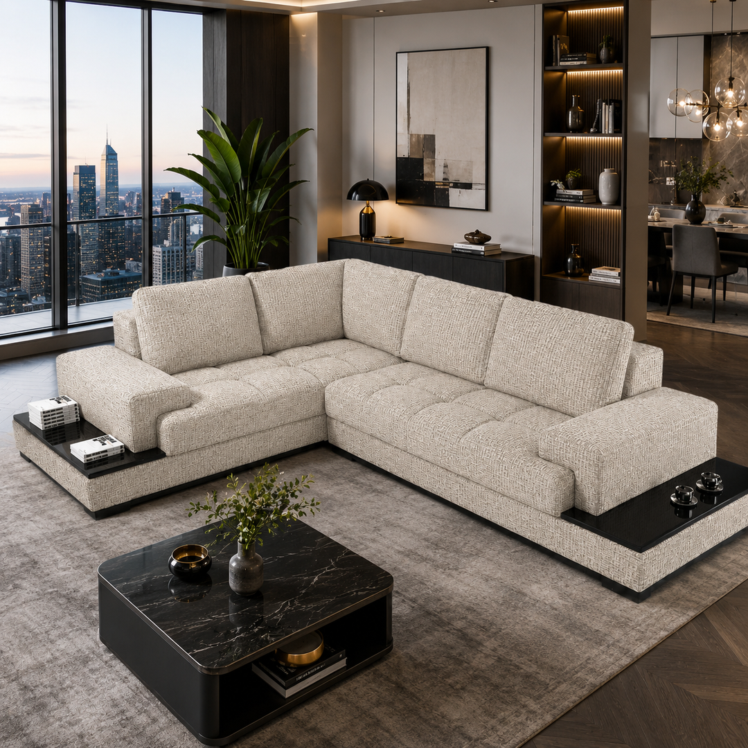 Chanel L Shape Corner Sofa- Woven Fabric