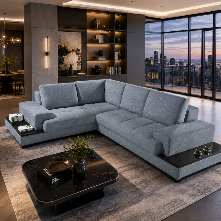 Chanel L Shape Corner Sofa-Chenille Fabric