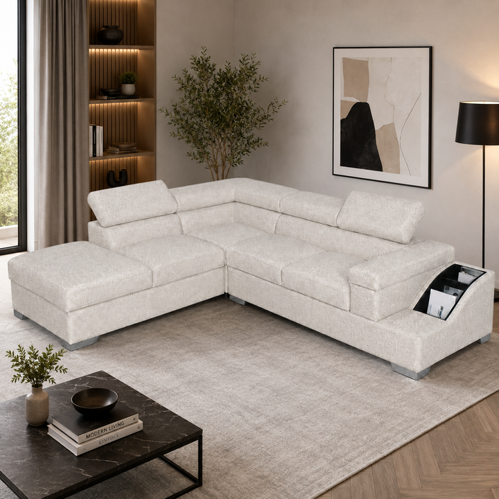 Phoebe L Shape Corner Sofa-Woven Fabric