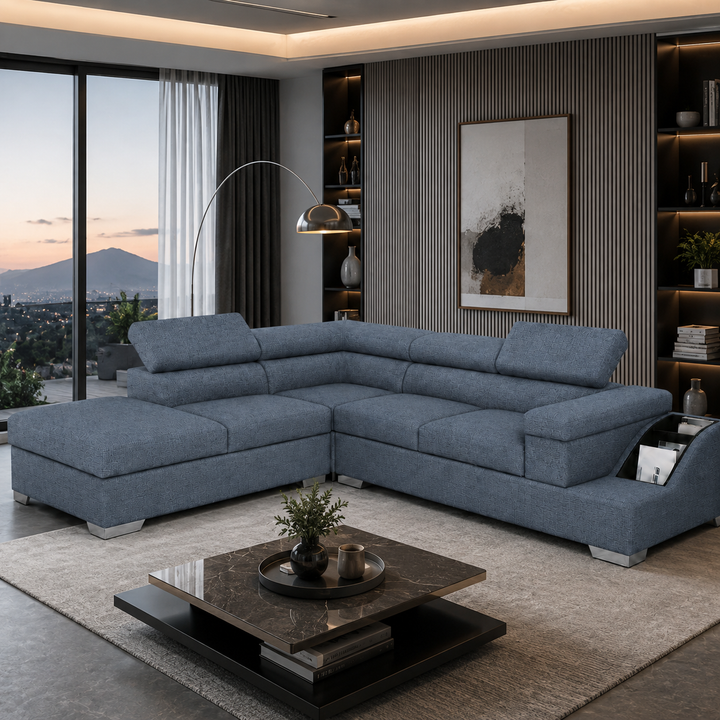 Phoebe L Shape Corner Sofa-Chenille Fabric