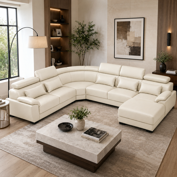 Claude U Shaped Corner Sectional Sofa-Bonded Leather