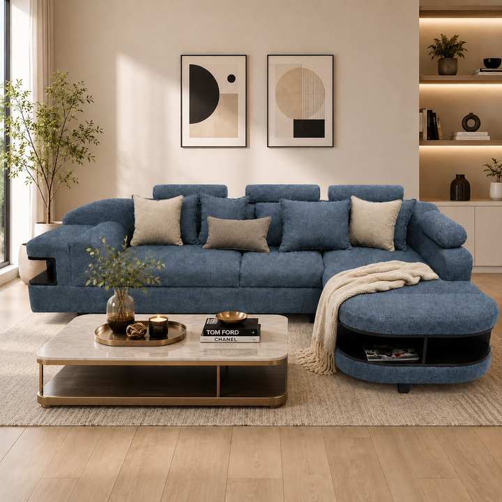 Chloe L Shape Corner Sofa – Woven Fabric