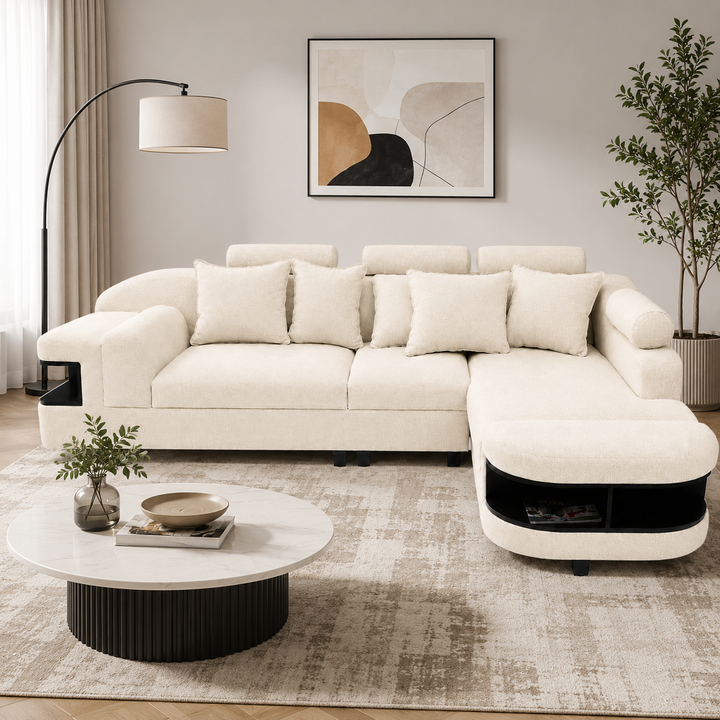 Chloe L Shape Corner Sofa – Chenille Fabric