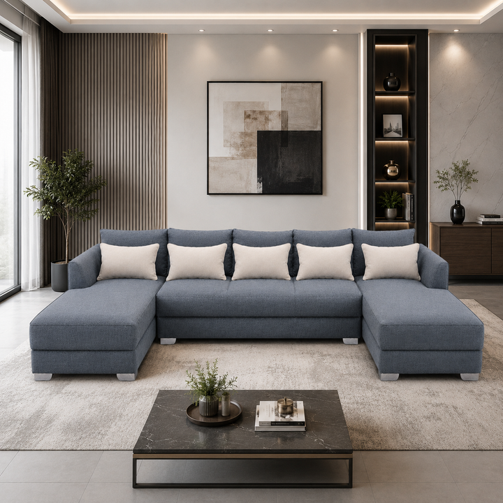 Coachella U Shape Corner Sofa-Woven Fabric