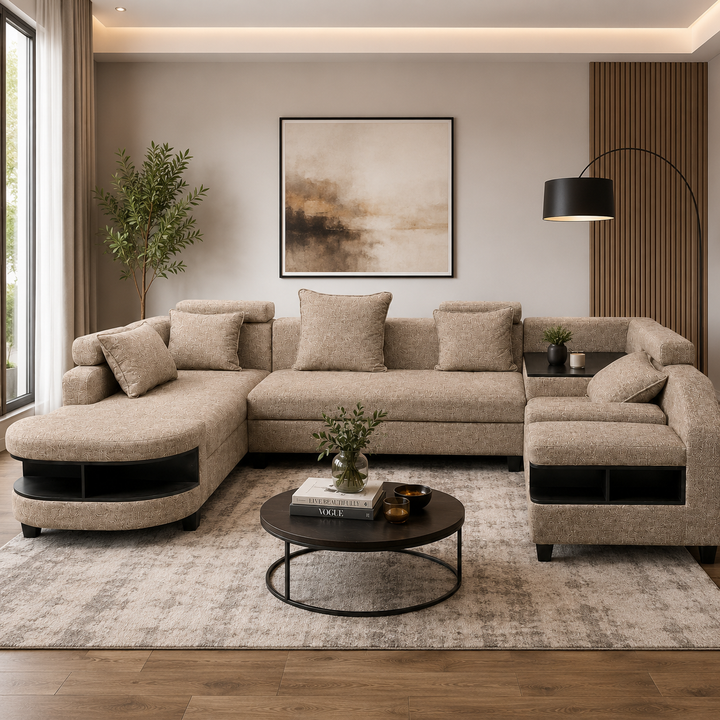 Clarence U Shape Sectional Corner Sofa-Chenille Fabric