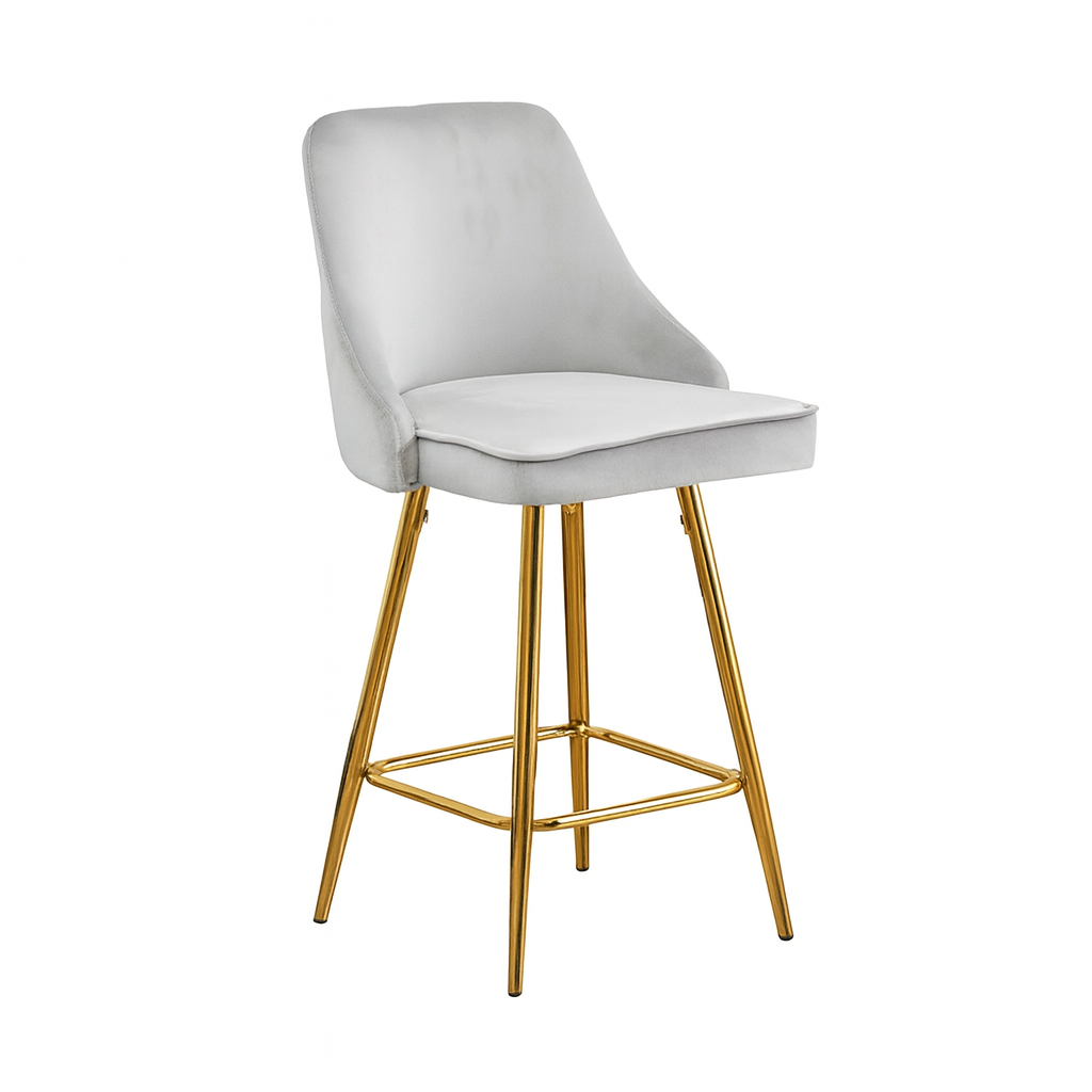 Luxeva Velvet Upholstered Barstool with Gold Legs