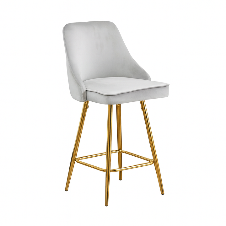 Luxeva Velvet Upholstered Barstool with Gold Legs