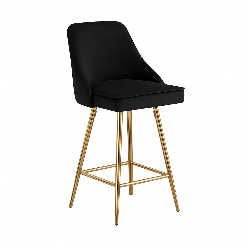 Luxeva Velvet Upholstered Barstool with Gold Legs