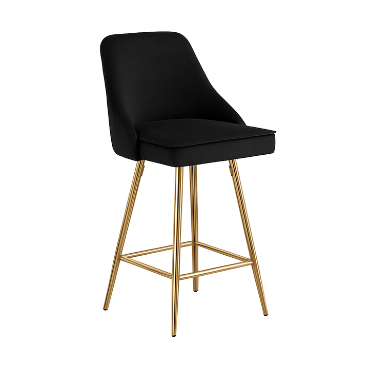 Luxeva Velvet Upholstered Barstool with Gold Legs