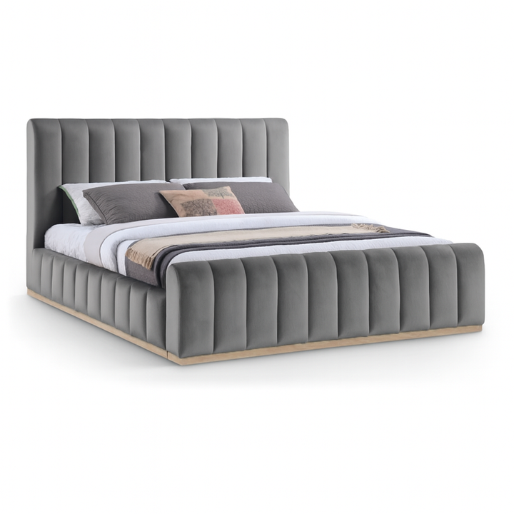 Denia Velvet Upholstered Sleigh Bed