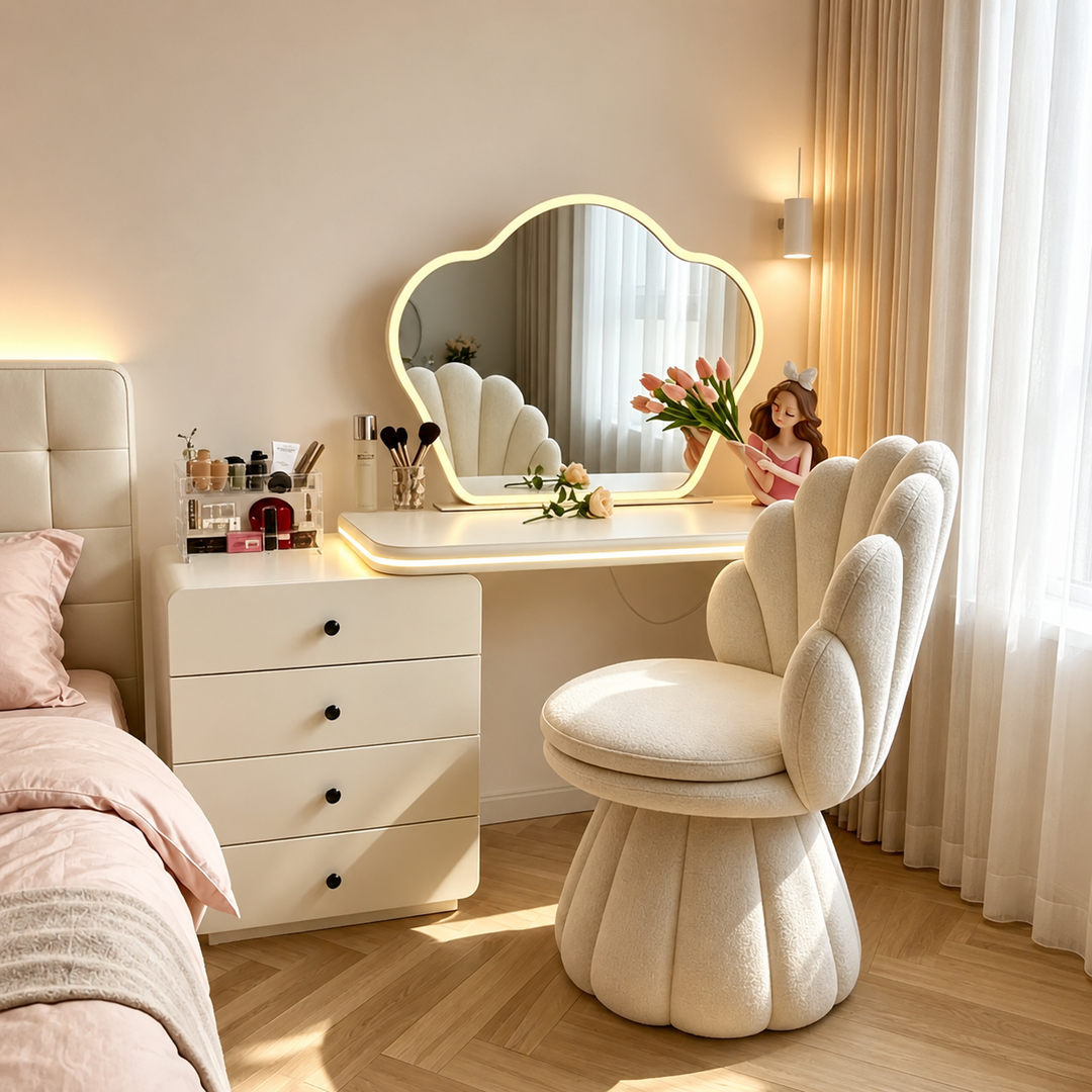 Sorbet Modern Dressing Table – Matte Ivory White