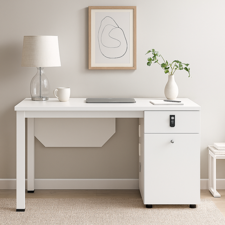 Vertex Pro White Office Desk with Power Ports