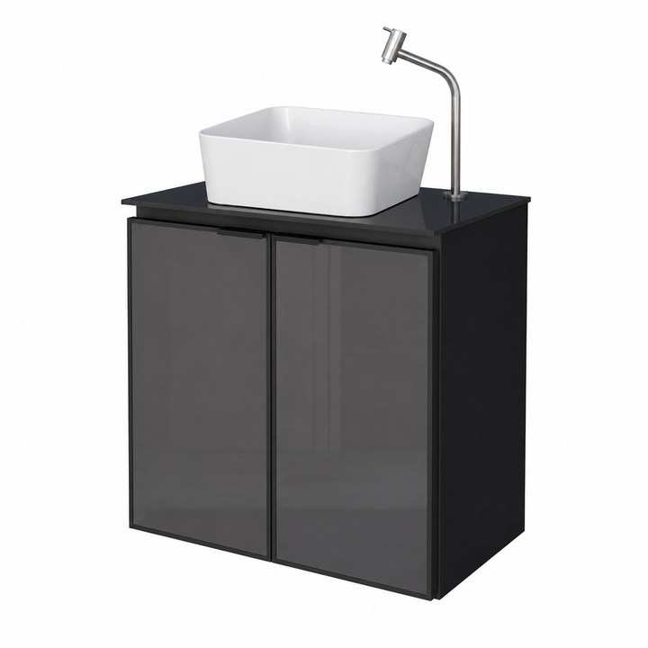 Umbu With Glass Door + Tempered Glass Vanity Cabinet-  MAUI Basin