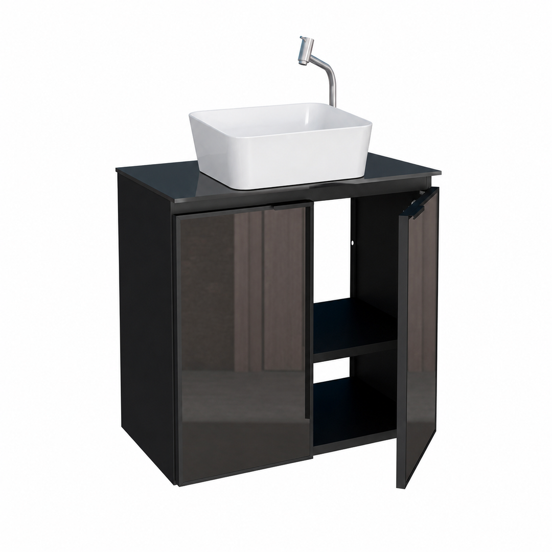 Umbu With Glass Door + Tempered Glass Vanity Cabinet-  MAUI Basin