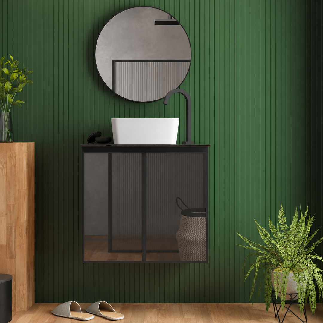 Umbu With Glass Door + Tempered Glass Vanity Cabinet-  MAUI Basin