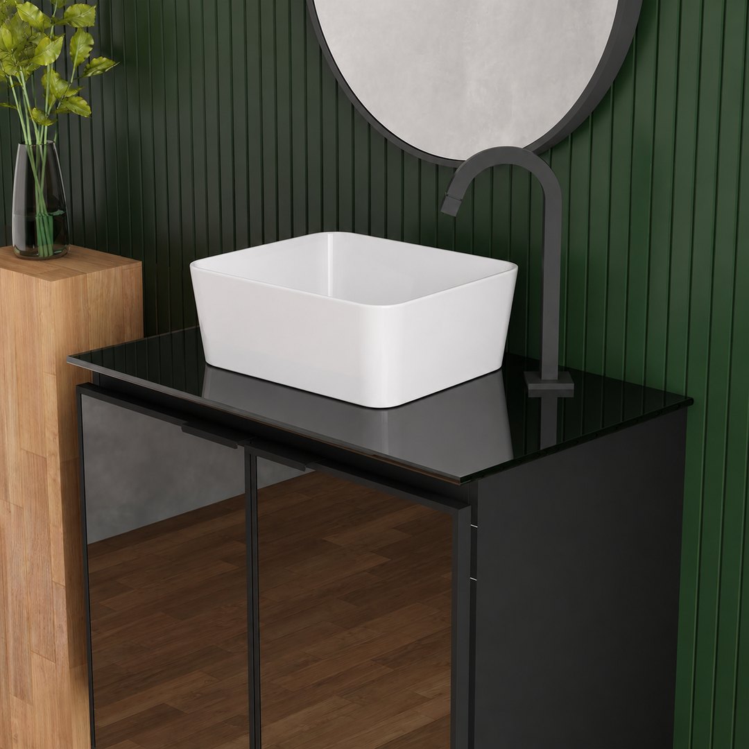 Umbu With Glass Door + Tempered Glass Vanity Cabinet-  MAUI Basin