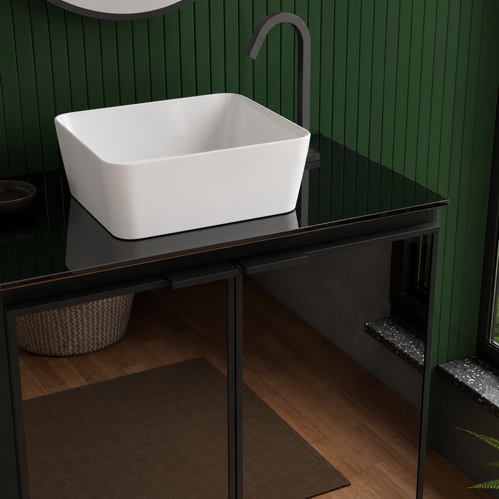 Umbu With Glass Door + Tempered Glass Vanity Cabinet-  MAUI Basin