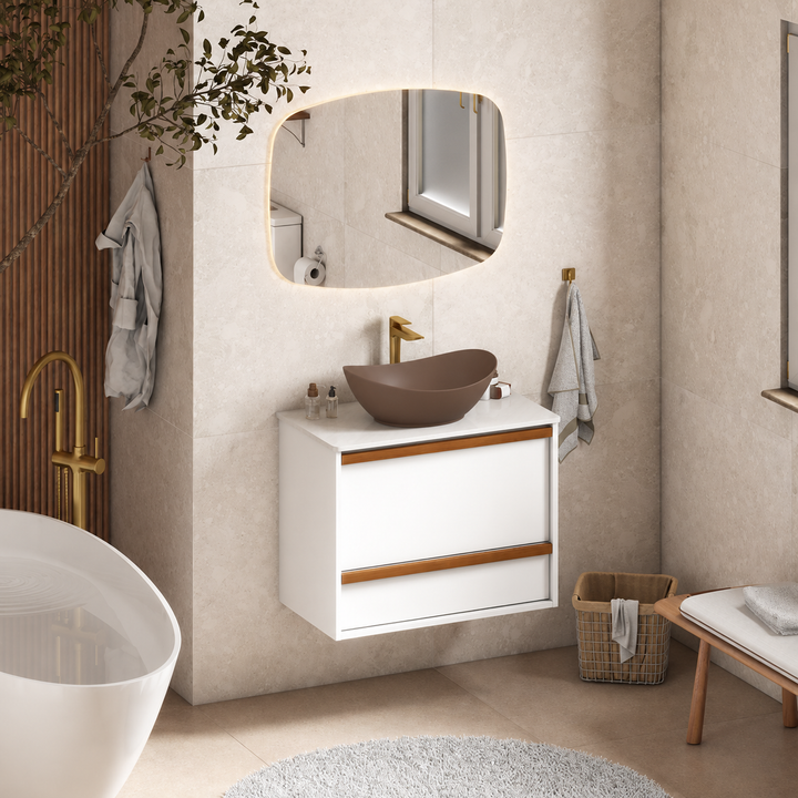 Amarílis White Wooden Bathroom Vanity-Bali Basin