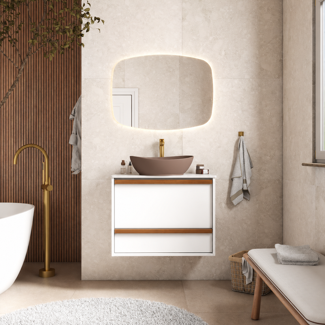 Amarílis White Wooden Bathroom Vanity-Bali Basin