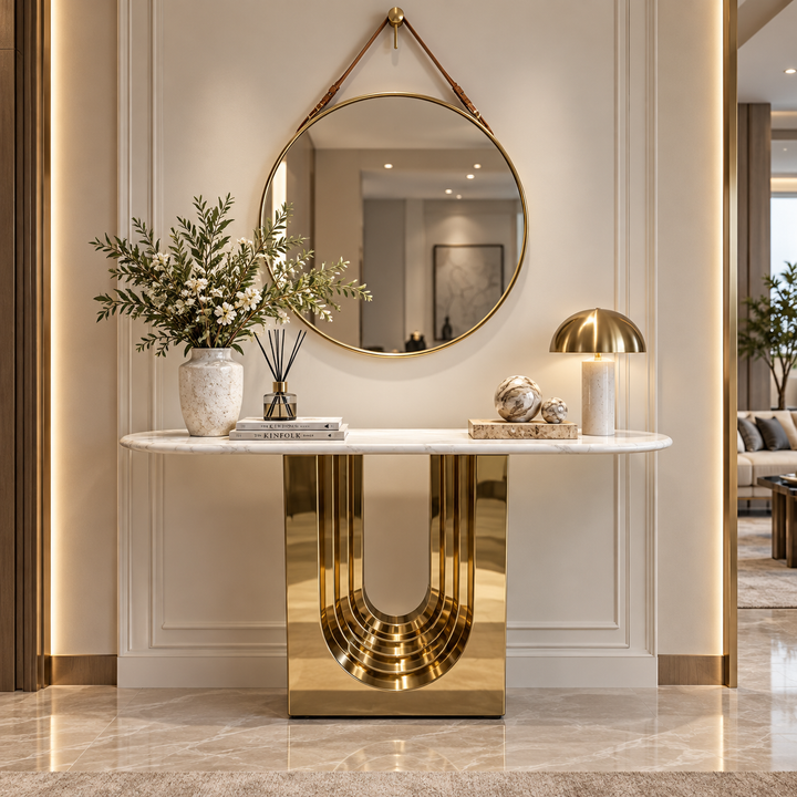 Arona Marble Console Table – Gold