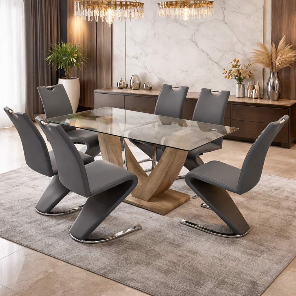 Selene 7pce Glass Dinning Set