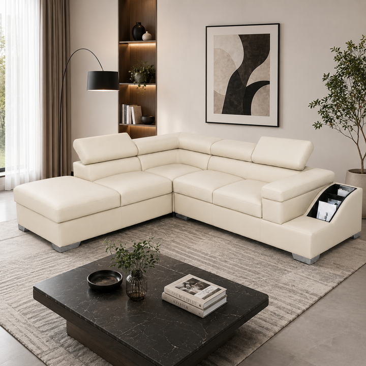 Phoebe L Shape Corner Sofa- Bonded Leather